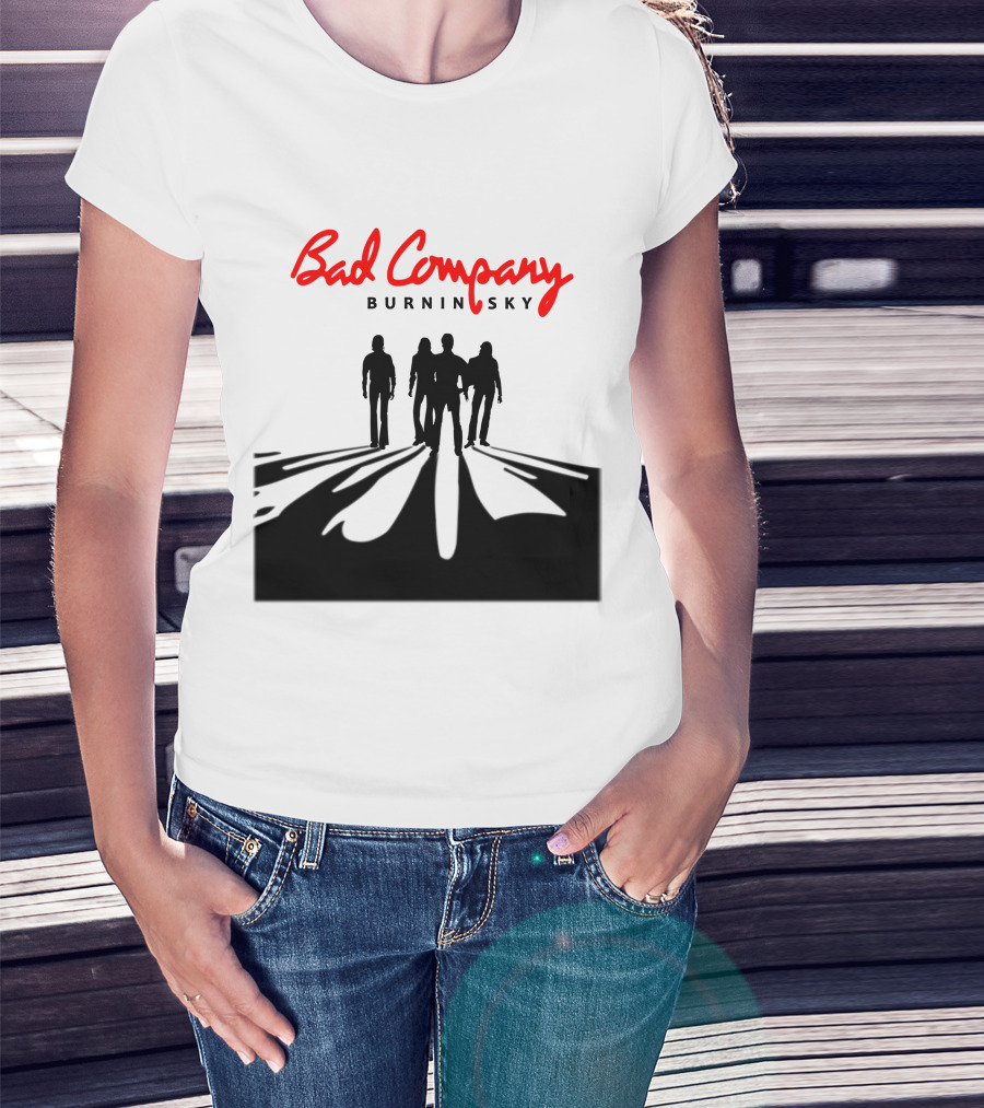 Bad Company Burnin' Sky Silhouette Walking Down Road T-Shirt