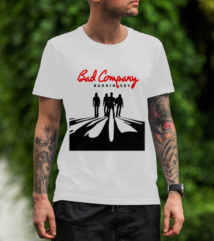 Bad Company Burnin' Sky Silhouette Walking Down Road T-Shirt