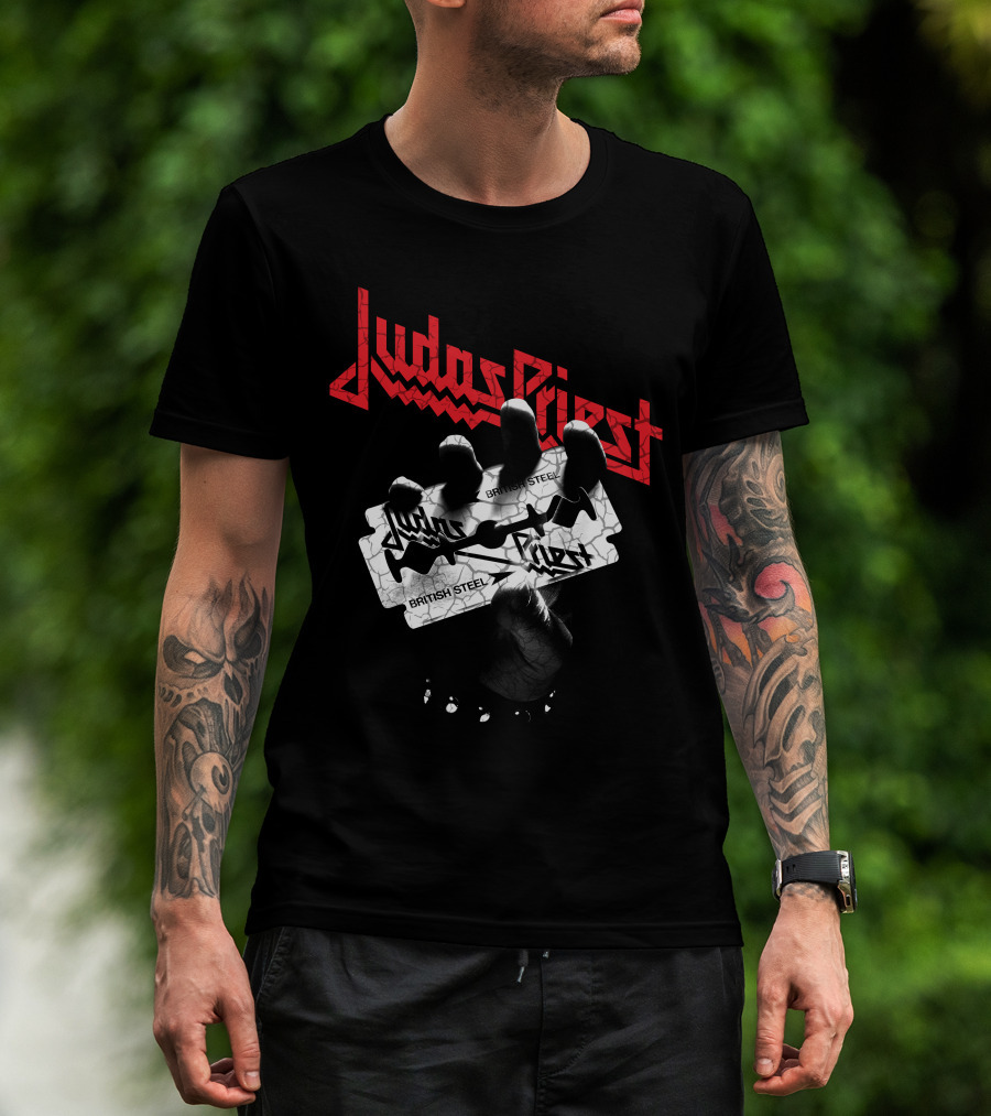 Judas Priest British Steel Razor Blade And Fist T-Shirt