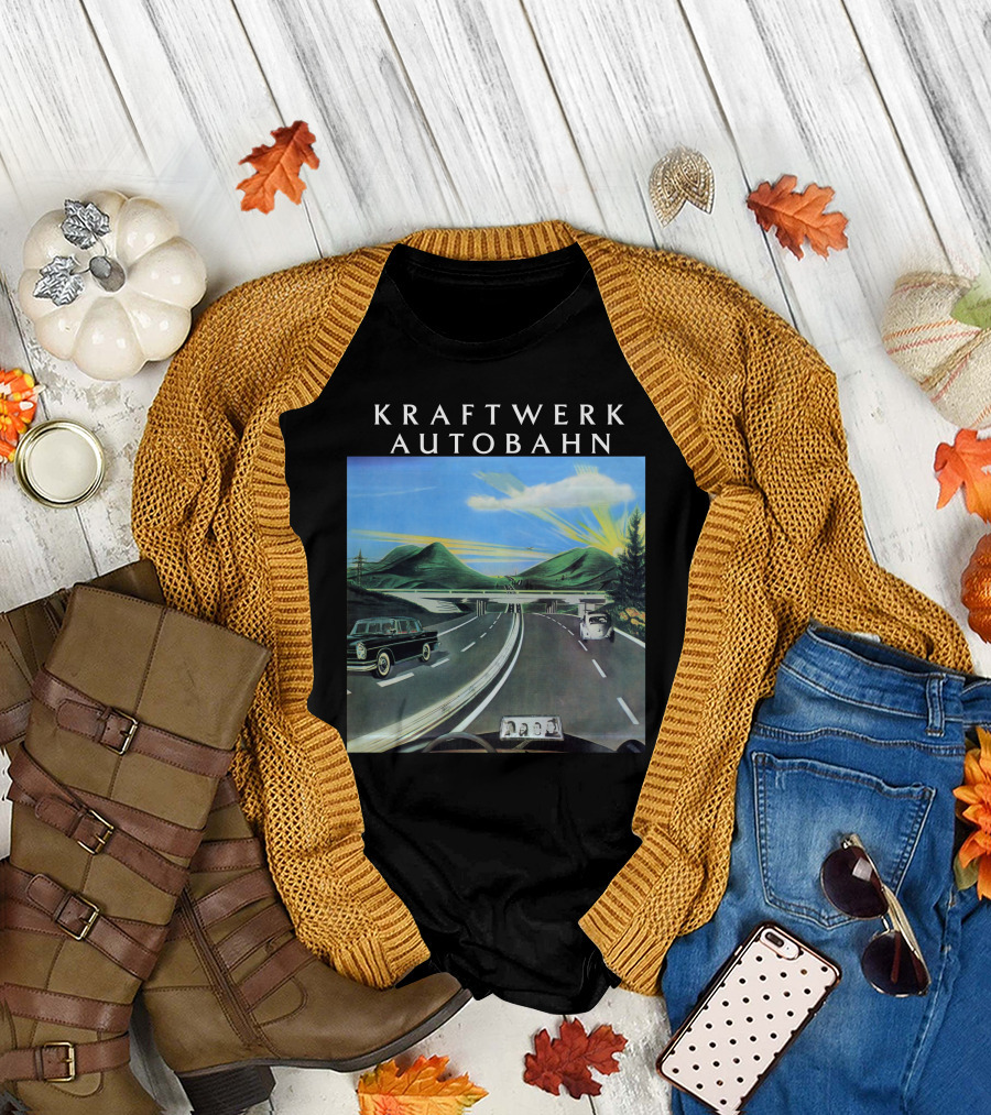 Kraftwerk Autobahn Scenic Highway Journey With Classic Cars And Mountains T-Shirt