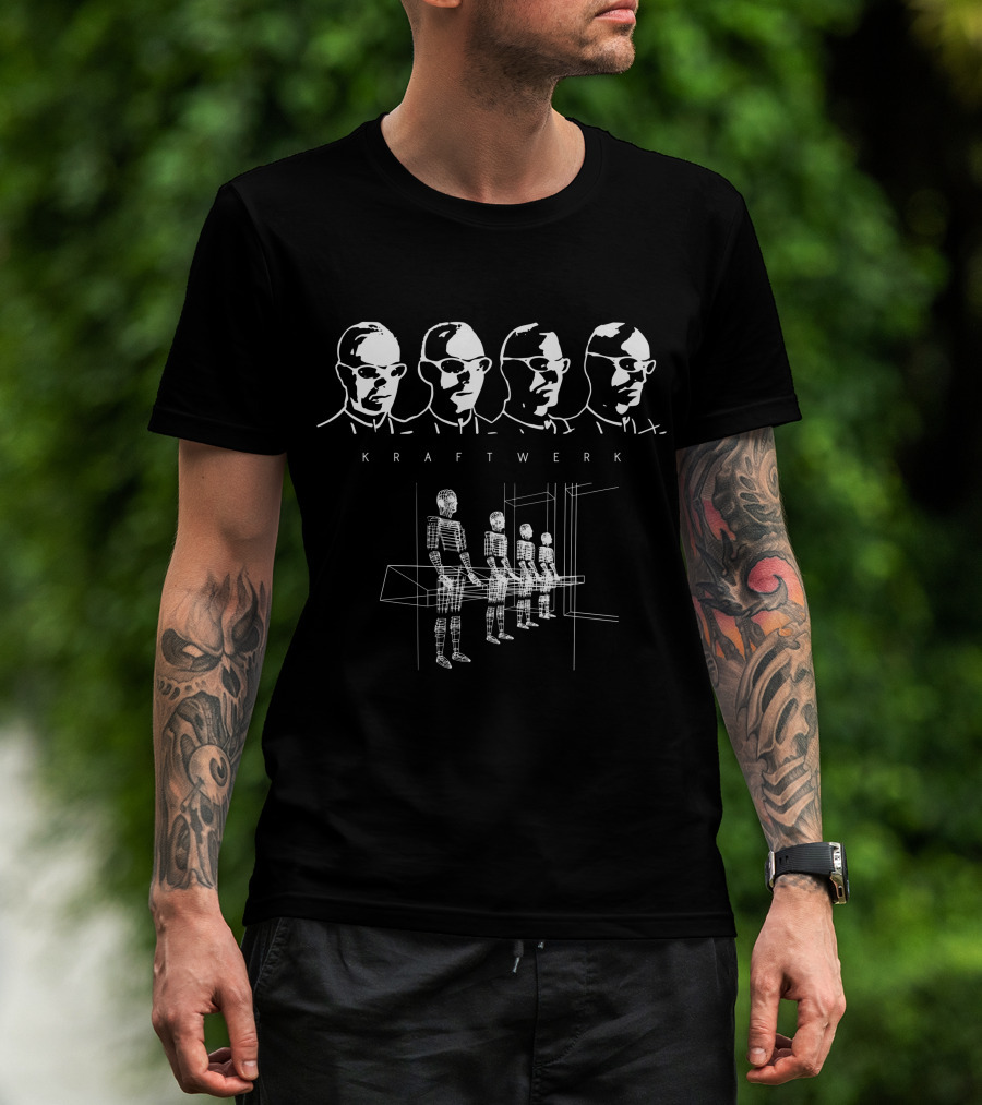 Kraftwerk Band Members With Computer World Virtual Figures T-Shirt
