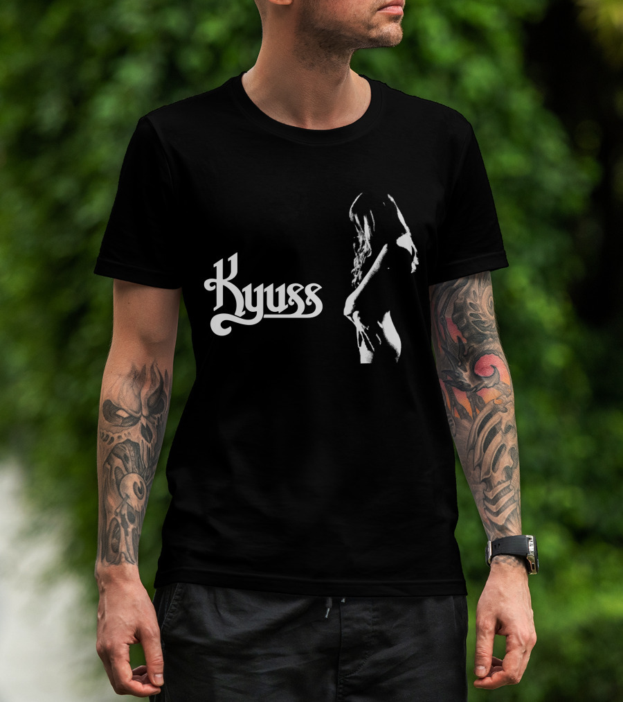 Kyuss Logo With Black And White Figure T-Shirt