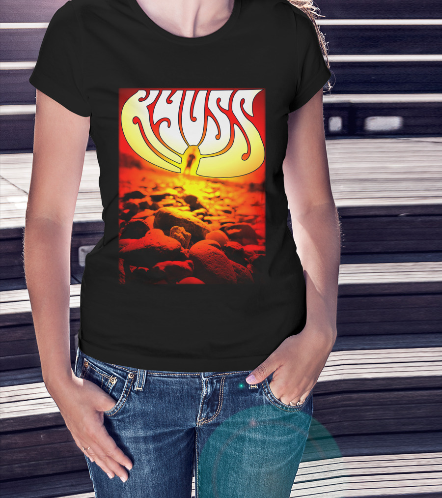Kyuss Rock Band Logo With Sunset And Stones T-Shirt