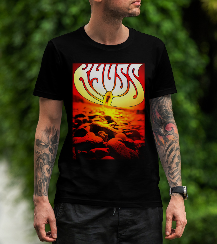 Kyuss Rock Band Logo With Sunset And Stones T-Shirt