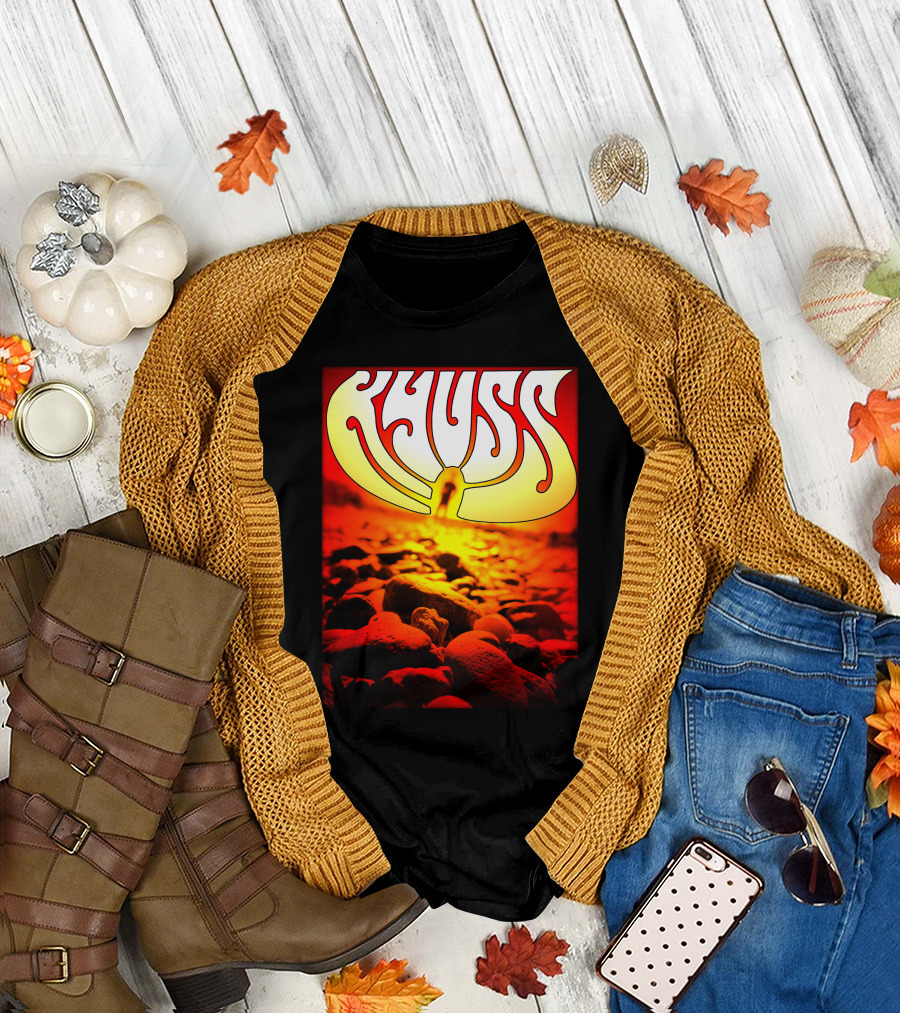 Kyuss Rock Band Logo With Sunset And Stones T-Shirt