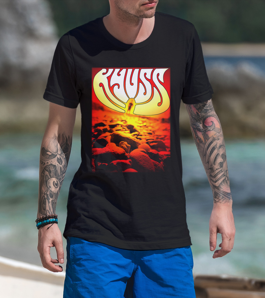 Kyuss Rock Band Logo With Sunset And Stones T-Shirt