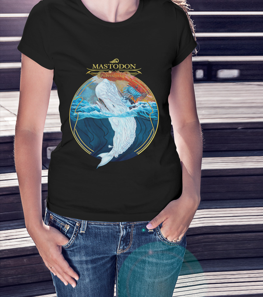 Mastodon Leviathan Moby Dick Whale Sea Battle T-Shirt
