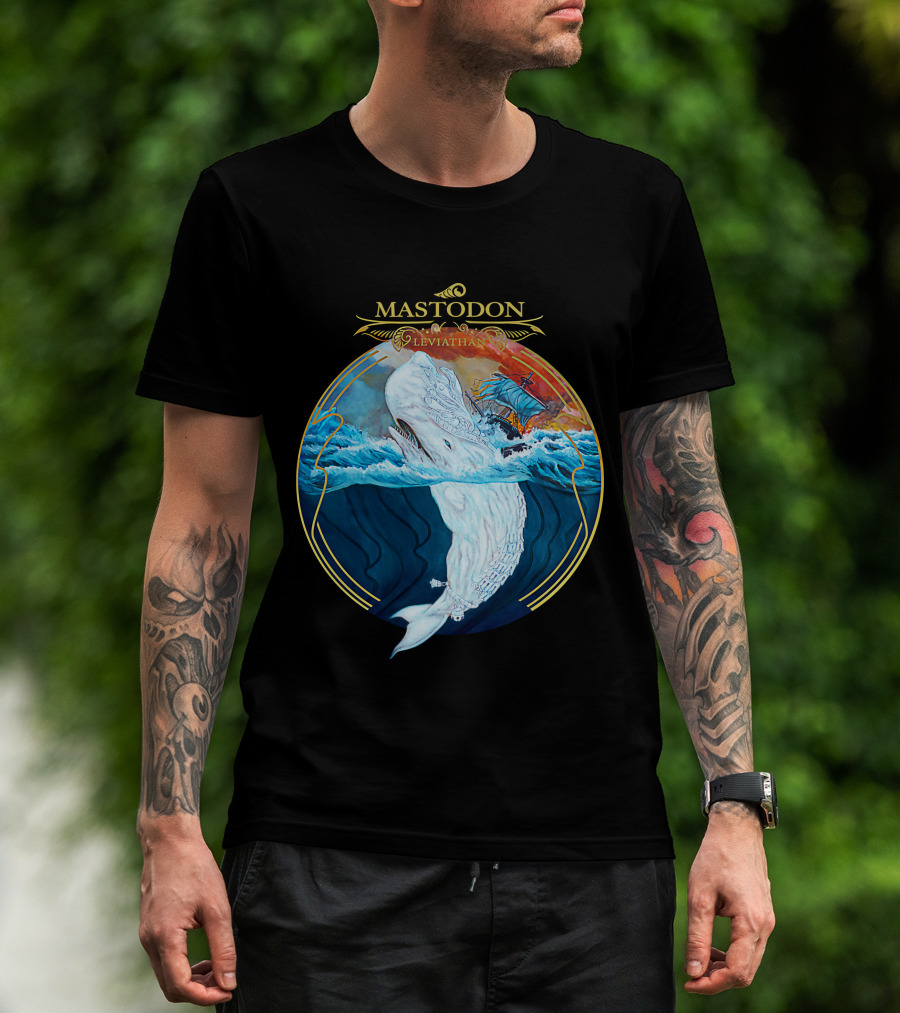 Mastodon Leviathan Moby Dick Whale Sea Battle T-Shirt