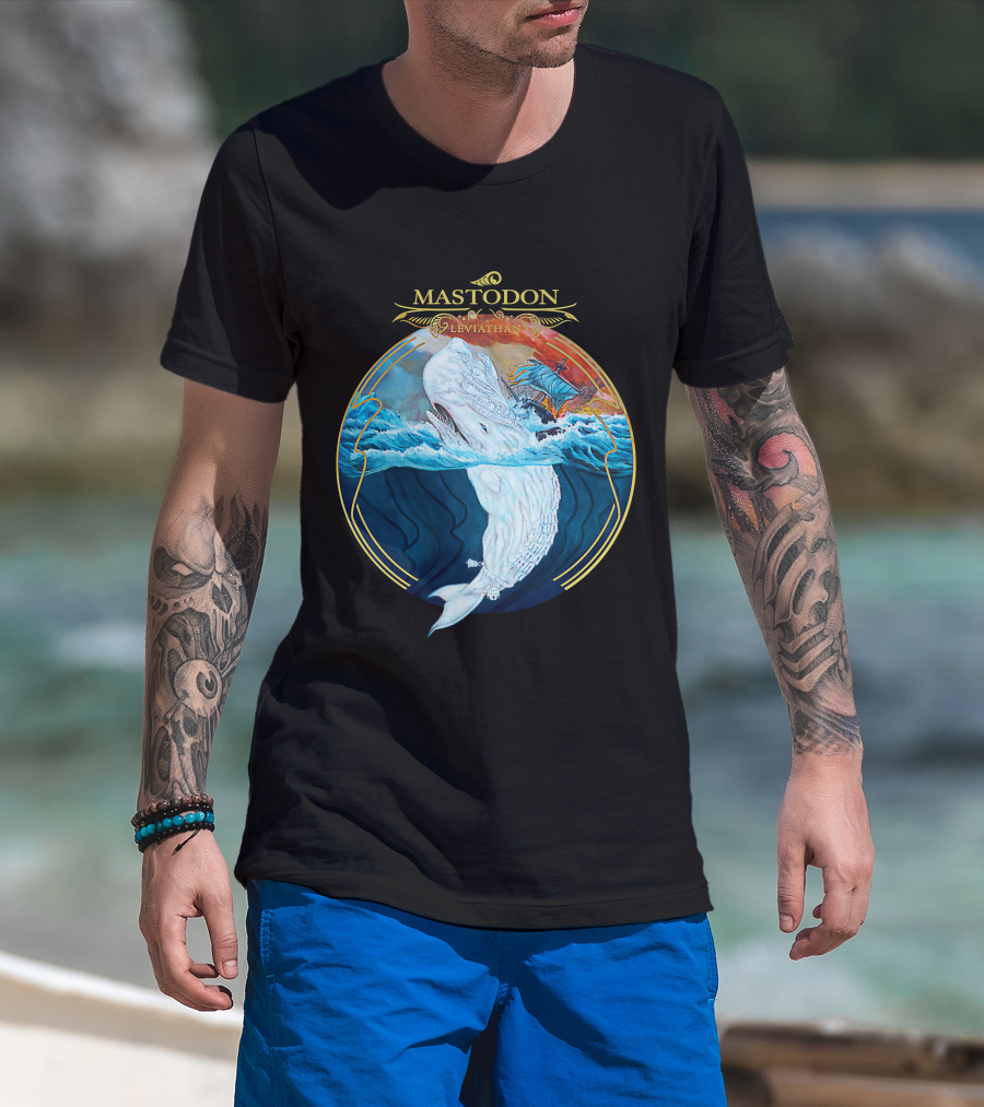 Mastodon Leviathan Moby Dick Whale Sea Battle T-Shirt