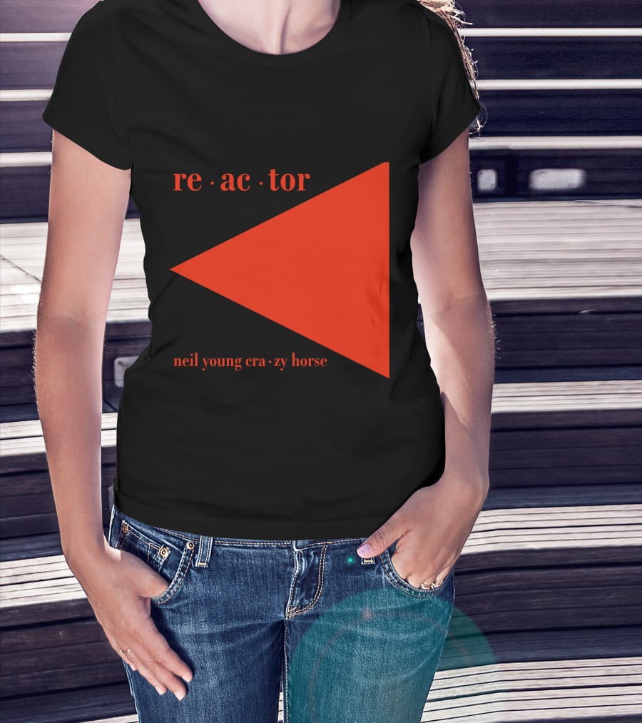 Reactor Neil Young Crazy Horse Red Triangle On Black T-Shirt