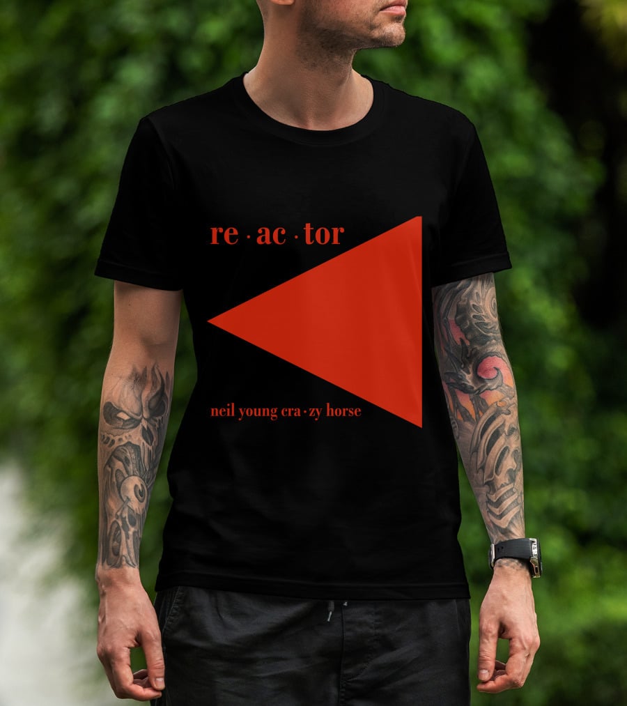 Reactor Neil Young Crazy Horse Red Triangle On Black T-Shirt