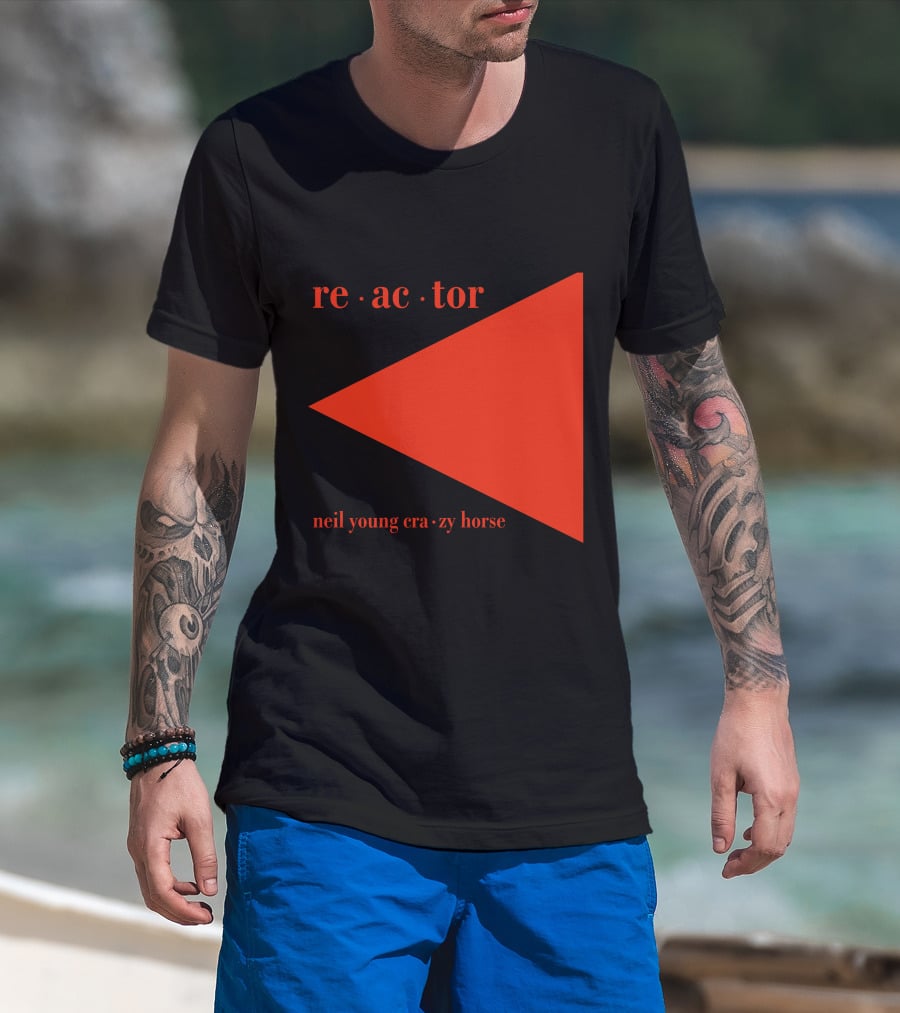 Reactor Neil Young Crazy Horse Red Triangle On Black T-Shirt