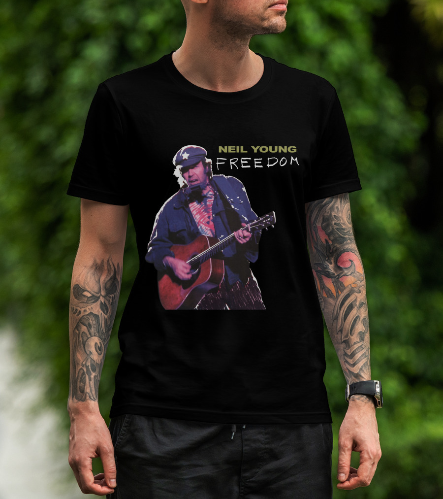 Neil Young Freedom Album Artwork Iconic Musician Performance T-Shirt