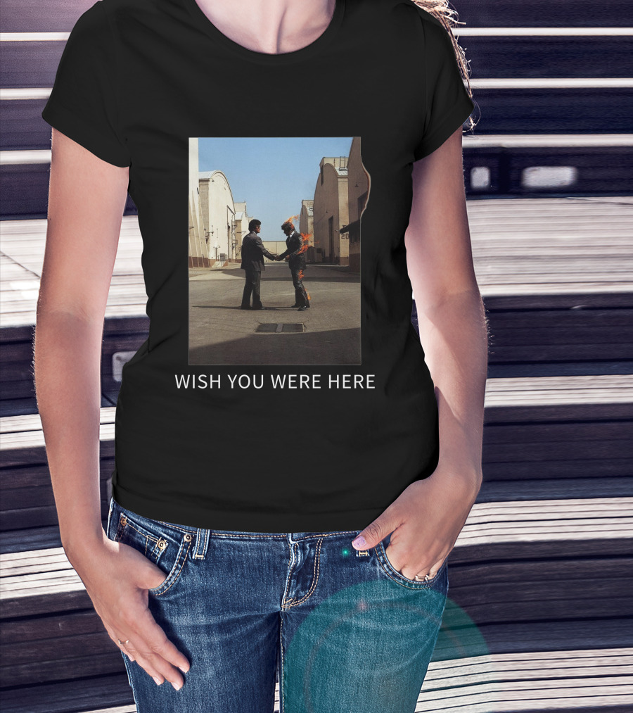 Wish You Were Here Album Cover Iconic Handshake Flame Scene T-Shirt