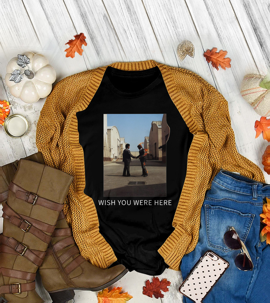 Wish You Were Here Album Cover Iconic Handshake Flame Scene T-Shirt