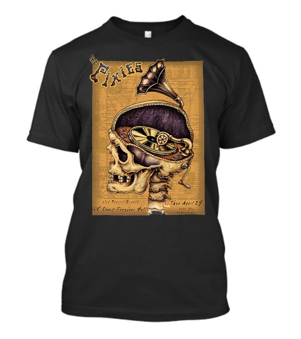 The Pixies Uc Davis Freeborn Hall April 29 Concert Poster Skeleton Phonograph T-Shirt