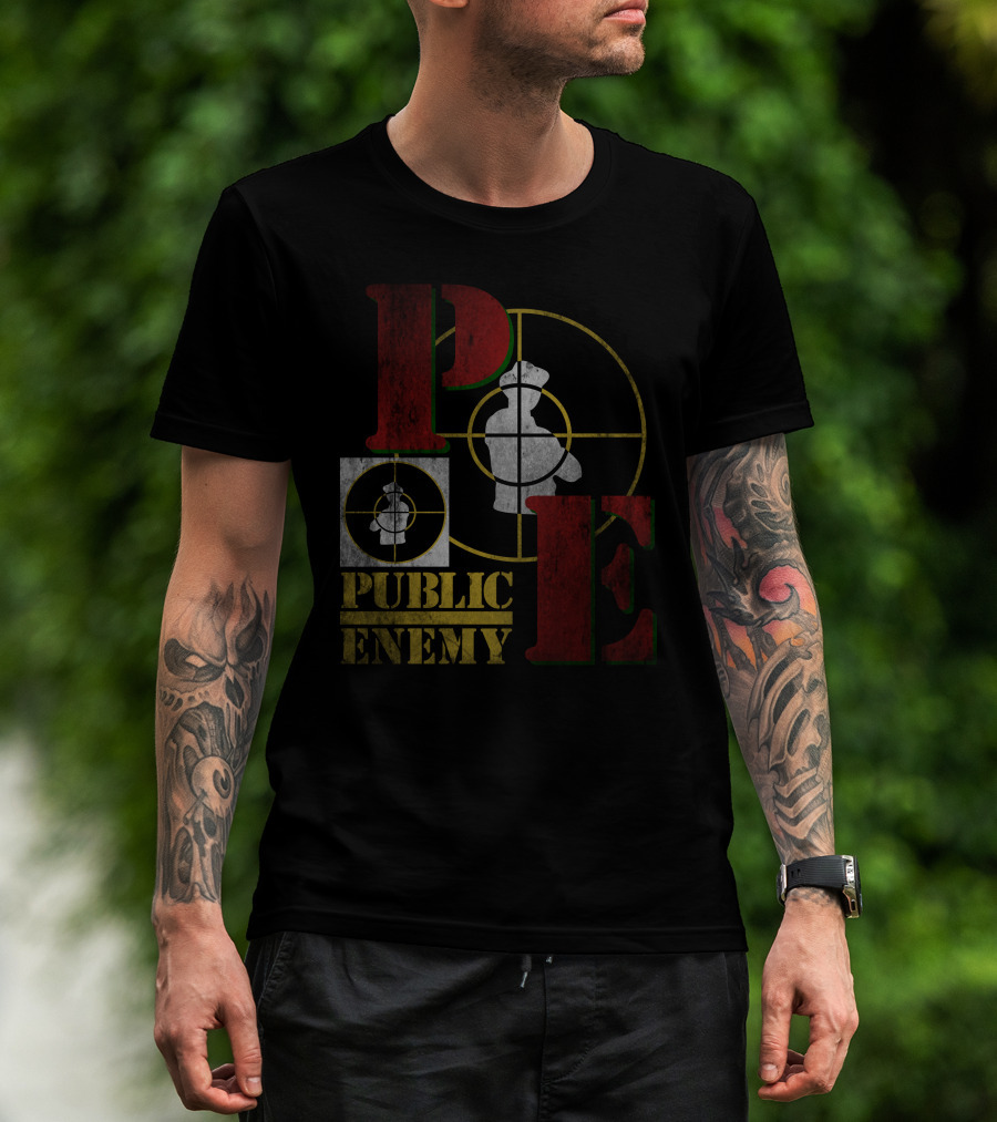 Public Enemy Logo With Target Symbol And Silhouette T-Shirt