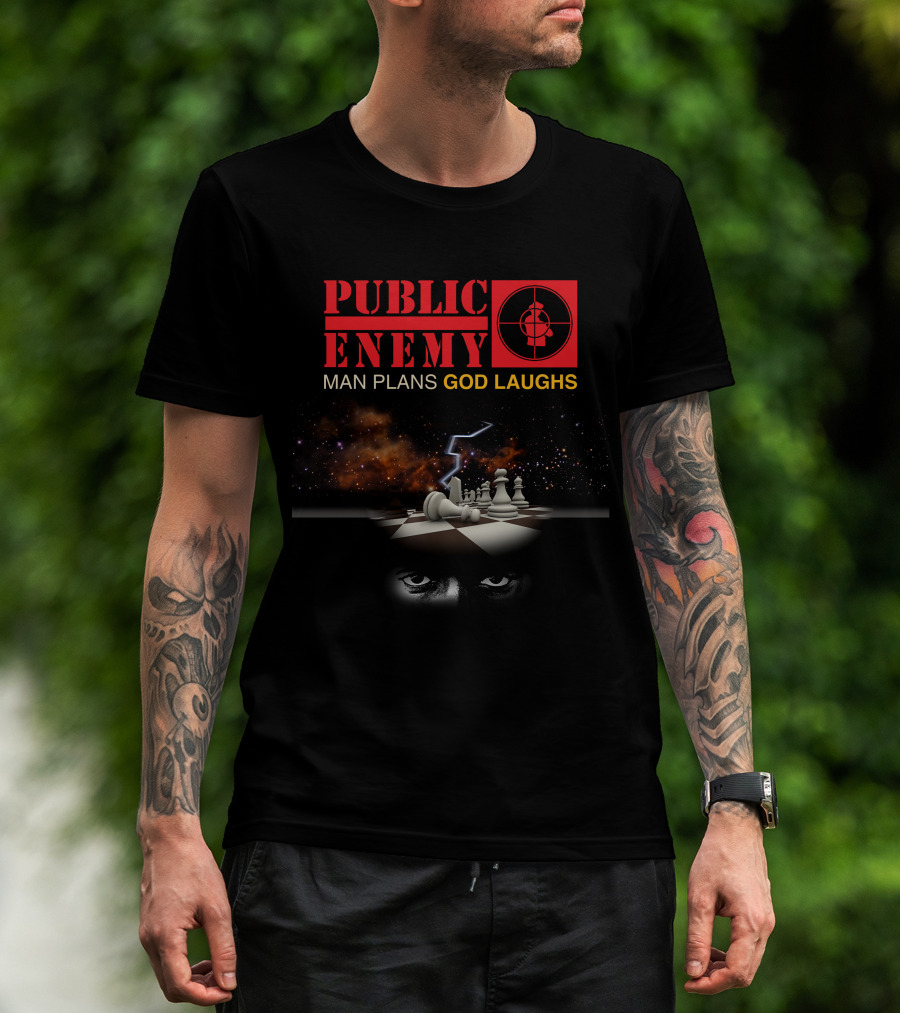Public Enemy Man Plans God Laughs Chess Board Eye Storm T-Shirt