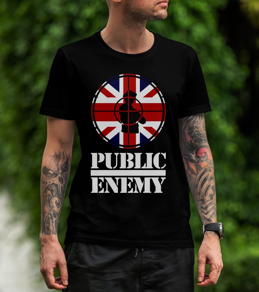 Public Enemy Target Silhouette Uk Flag T-Shirt