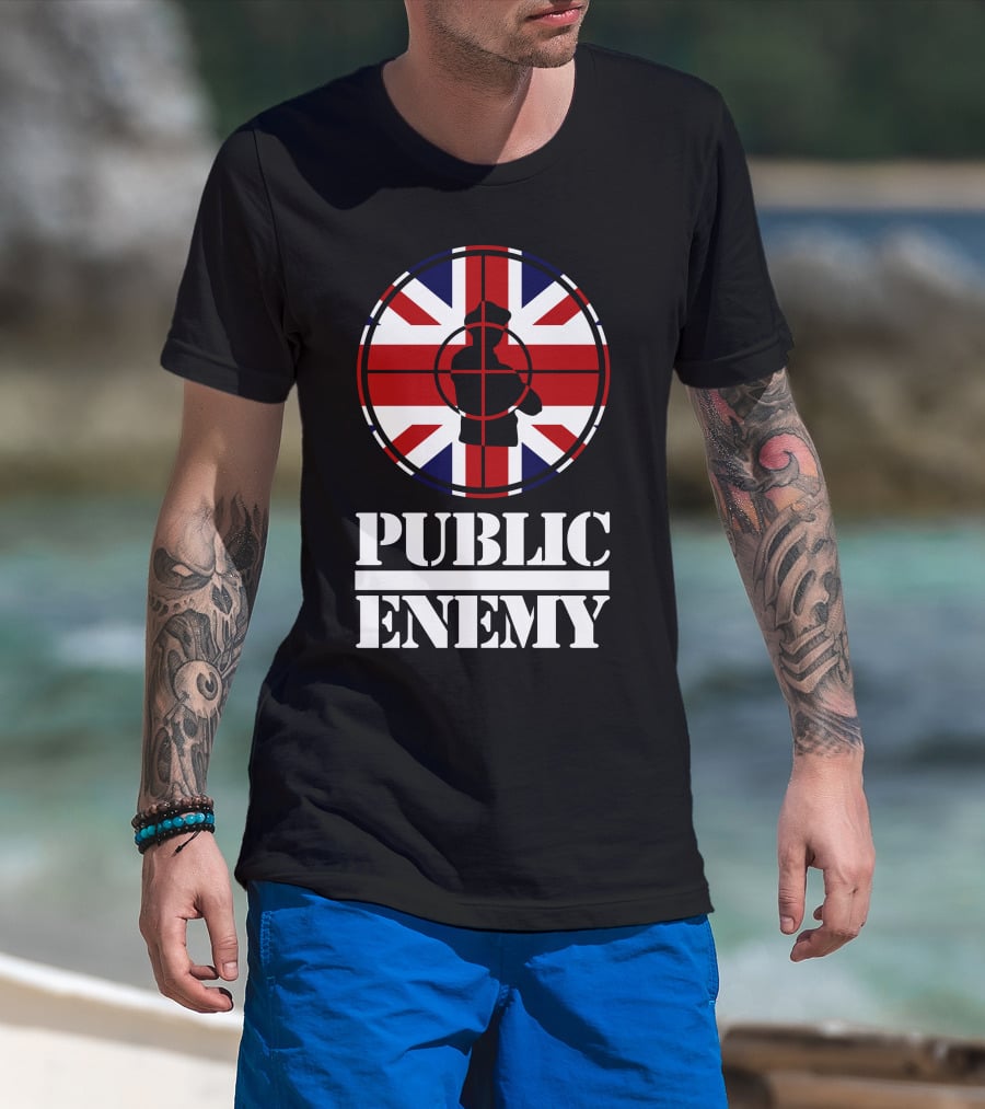 Public Enemy Target Silhouette Uk Flag T-Shirt
