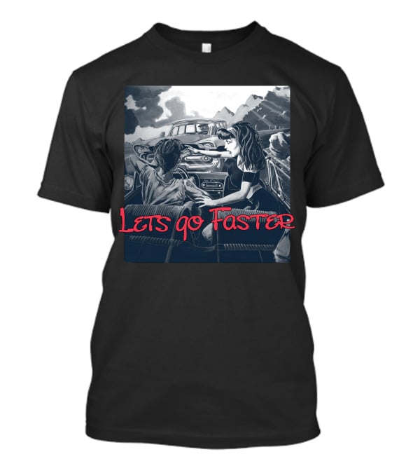 Lets Go Faster Vintage Car Scene T-Shirt