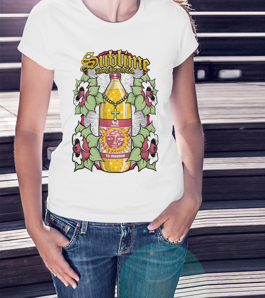 Sublime Long Beach Ca 40 Ounces To Freedom Sun Flowers T-Shirt