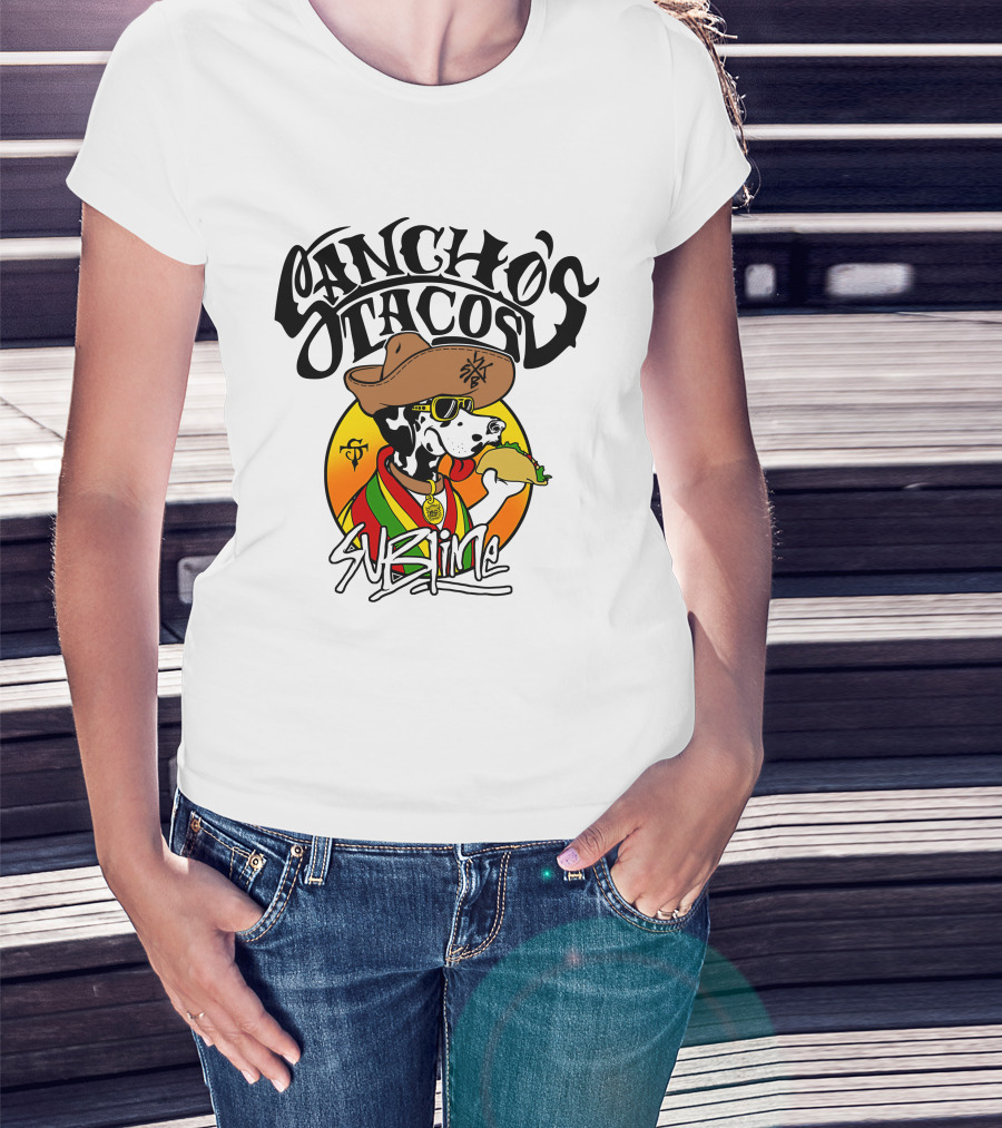 Sancho's Tacos Sublime Cow Eating Taco T-Shirt