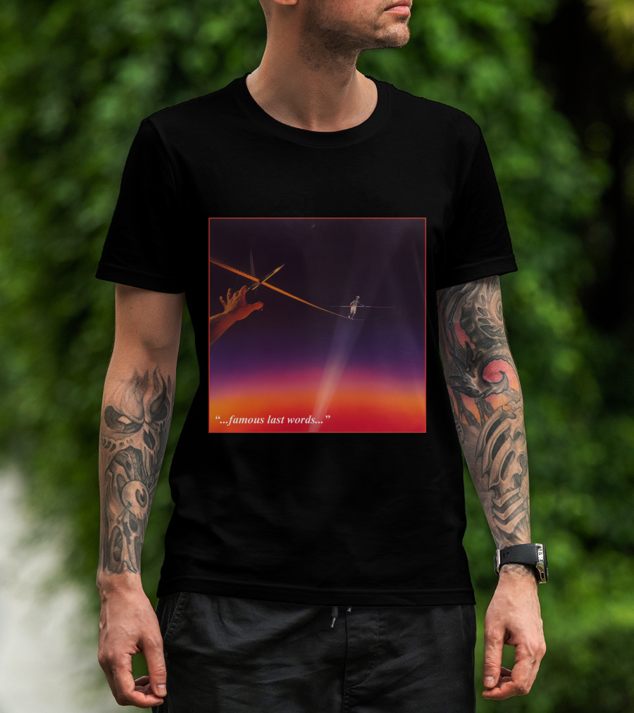 Famous Last Words Tightrope Walker And Scissors Tension T-Shirt