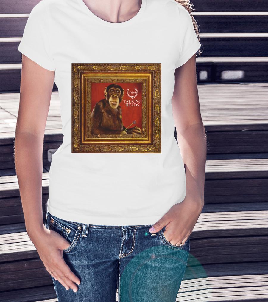 Naked Talking Heads  Chimpanzee Portrait With Crown Wreath Elements T-Shirt