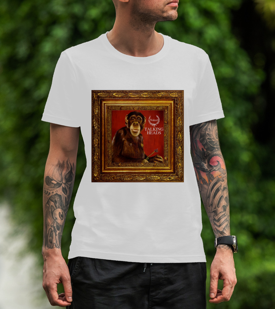 Naked Talking Heads  Chimpanzee Portrait With Crown Wreath Elements T-Shirt