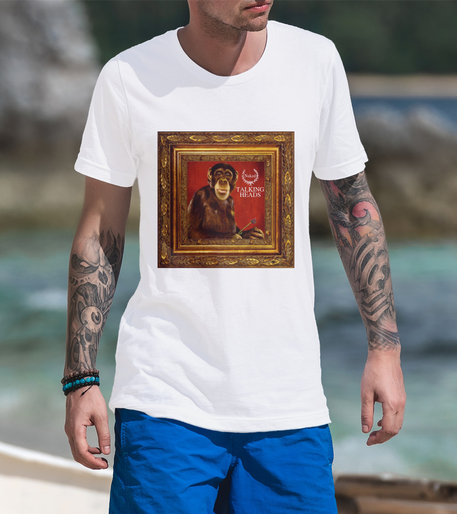 Naked Talking Heads  Chimpanzee Portrait With Crown Wreath Elements T-Shirt