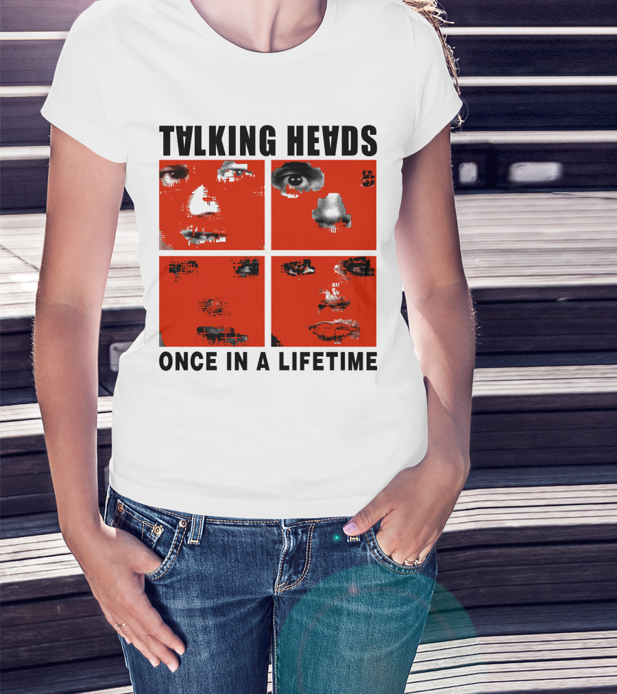 Talking Heads Once In A Lifetime Faces Red Squares T-Shirt