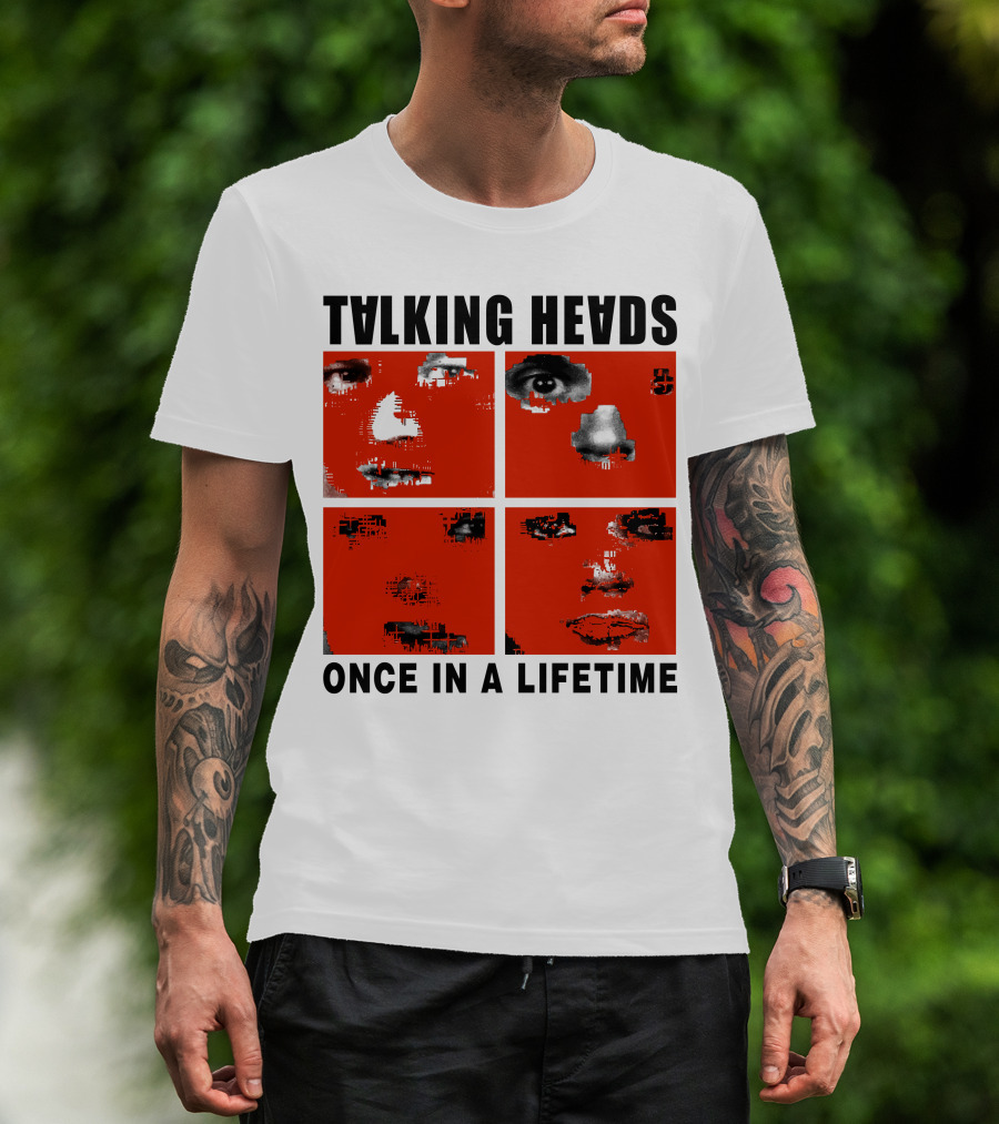 Talking Heads Once In A Lifetime Faces Red Squares T-Shirt