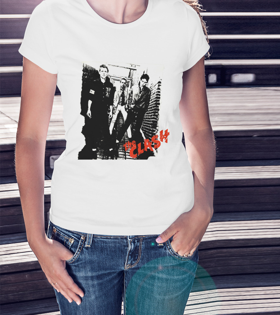 The Clash Punk Band Graphic With Union Jack Patch T-Shirt