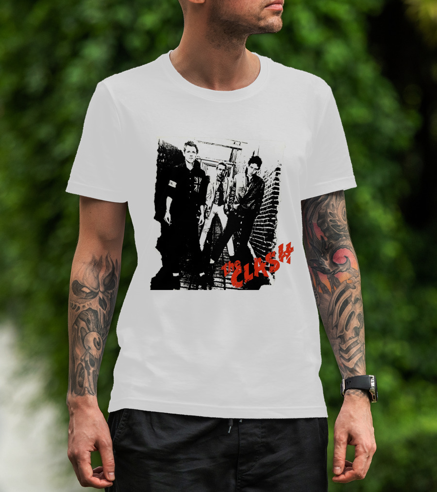 The Clash Punk Band Graphic With Union Jack Patch T-Shirt
