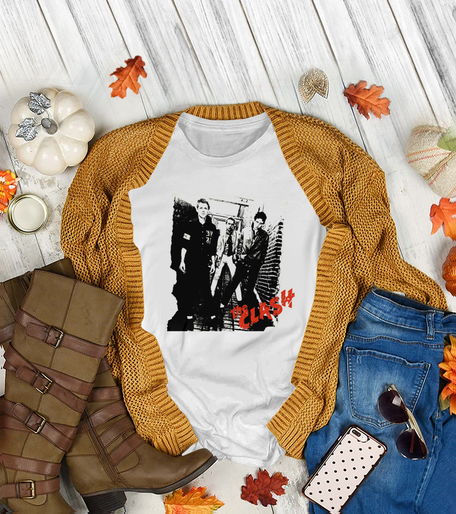 The Clash Punk Band Graphic With Union Jack Patch T-Shirt