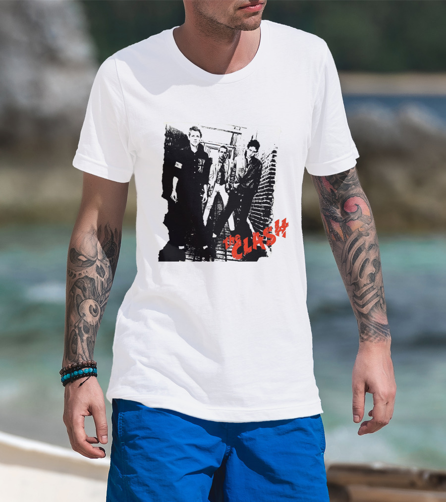 The Clash Punk Band Graphic With Union Jack Patch T-Shirt