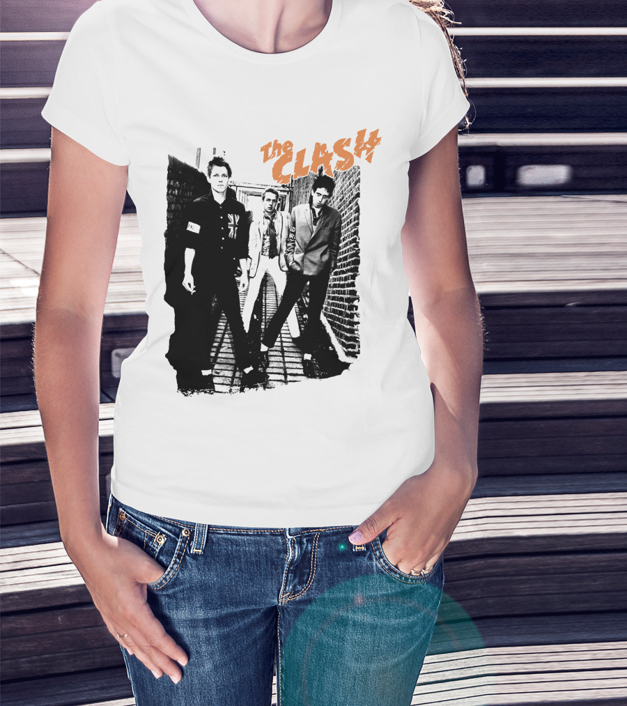 The Clash Black And White Alley Photo Band Members T-Shirt