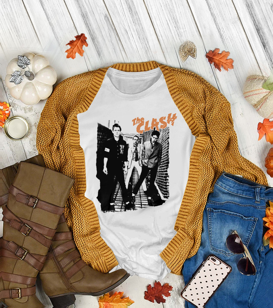 The Clash Black And White Alley Photo Band Members T-Shirt