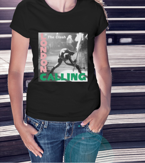 The Clash London Calling Album Cover Black And White Photo Iconic Rock Band T-Shirt