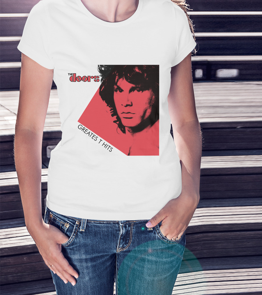 The Doors Greatest Hits Jim Morrison Red And Black T-Shirt