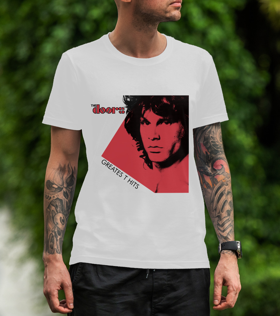 The Doors Greatest Hits Jim Morrison Red And Black T-Shirt
