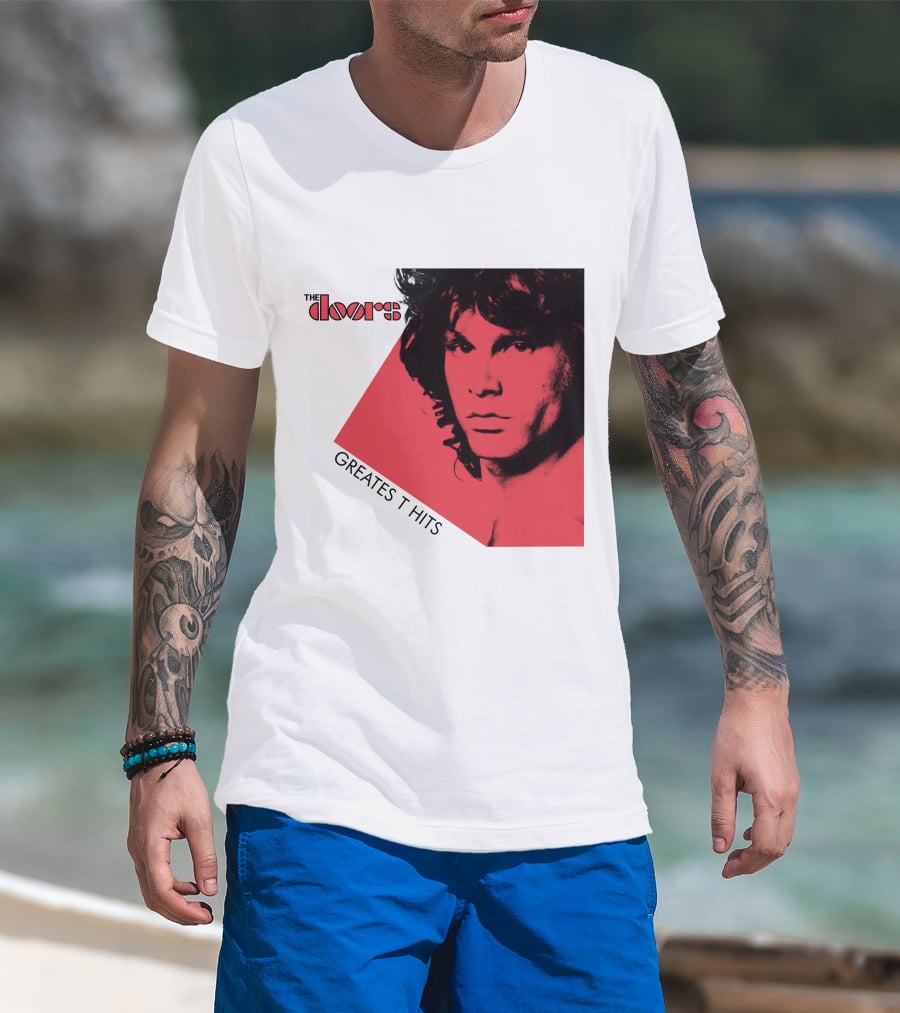 The Doors Greatest Hits Jim Morrison Red And Black T-Shirt