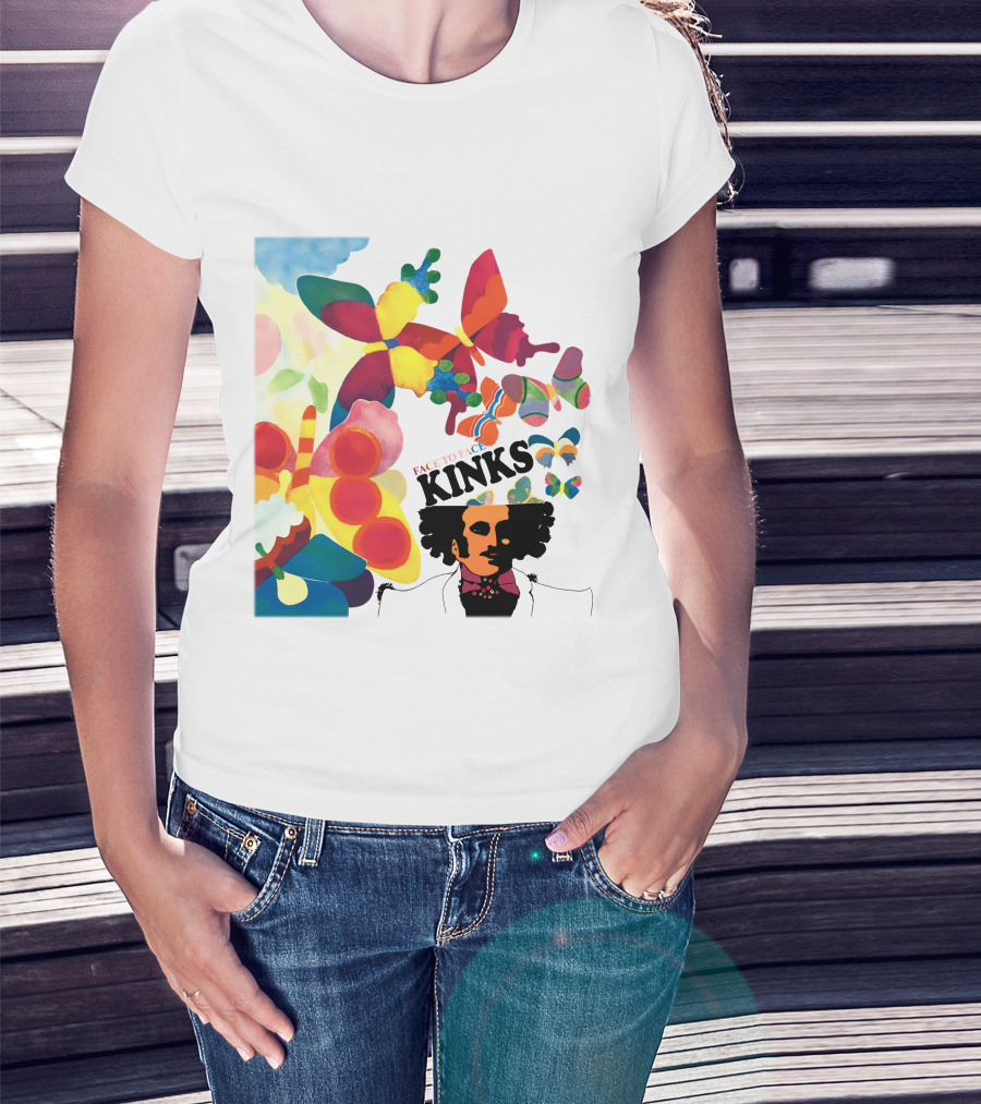 Kinks Face To Face 60S Psychedelic Butterfly Album Cover T-Shirt