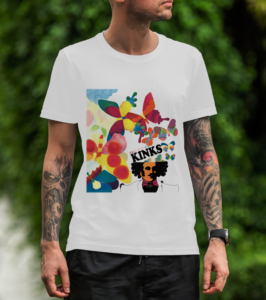 Kinks Face To Face 60S Psychedelic Butterfly Album Cover T-Shirt