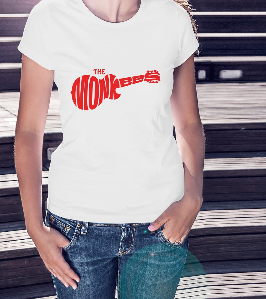 The Monkees Logo Guitar Shape Red T-Shirt