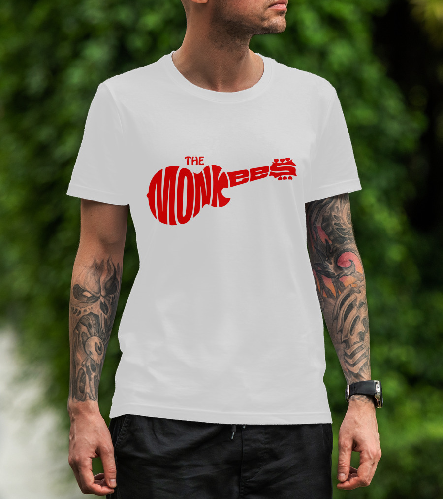 The Monkees Logo Guitar Shape Red T-Shirt
