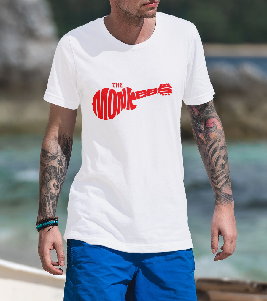 The Monkees Logo Guitar Shape Red T-Shirt