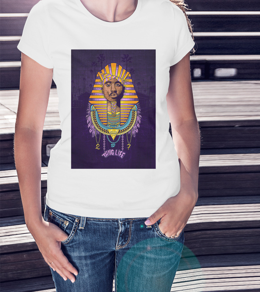 Tupac Pharaoh Thug Life Egyptian Style 27 Palms T-Shirt