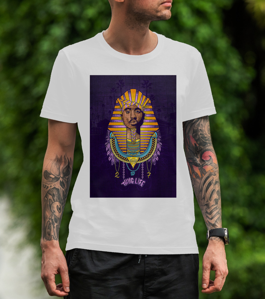 Tupac Pharaoh Thug Life Egyptian Style 27 Palms T-Shirt